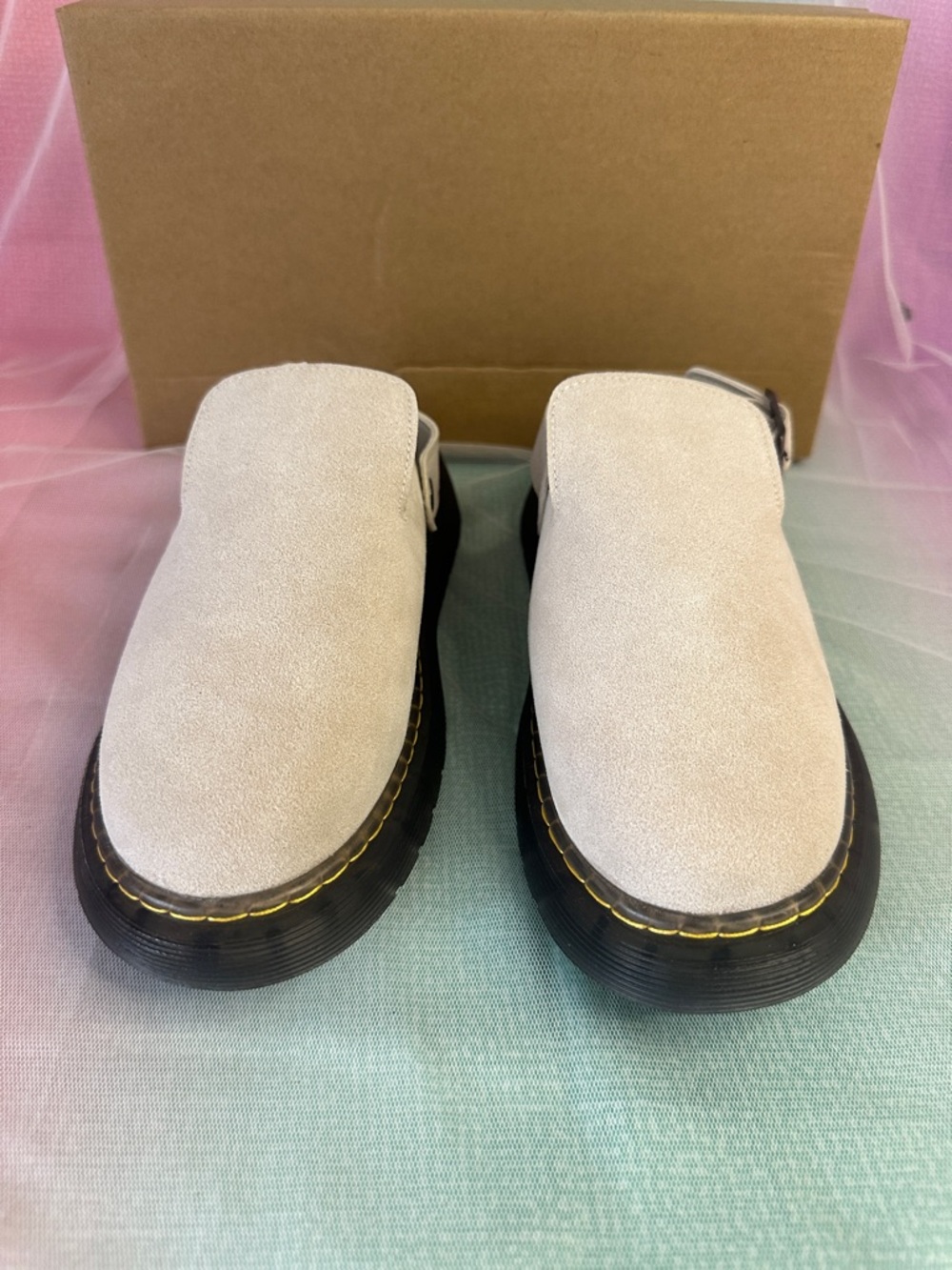 Women's Beige Suede Mule Clogs - Slip-On Comfort